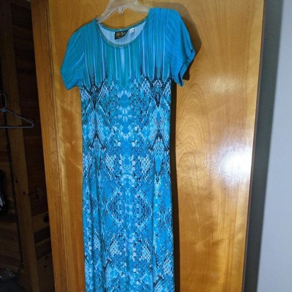 BOB MACKIE WEARABLE ART TEAL DRESS XXS - Picture 1 of 8